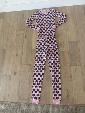 Hanna Andersson Girls Cat Pajama Pink Black Size 14